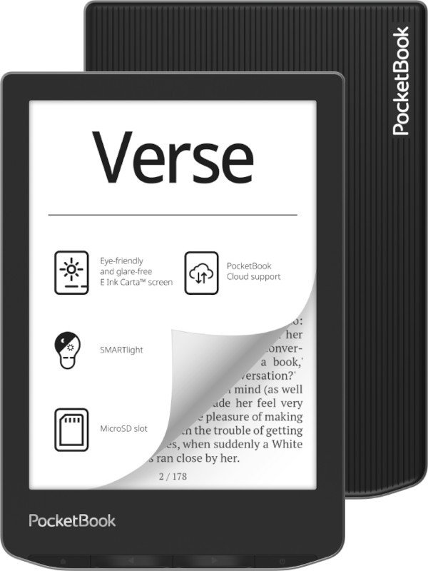 PocketBook Verse E-Reader, Eye-Friendly 6'' E-Ink Carta™ HD  Touchscreen, Adjustable SMARTlight, Up to 1 Month of Battery Life, WiFi  & Memory Card Slot