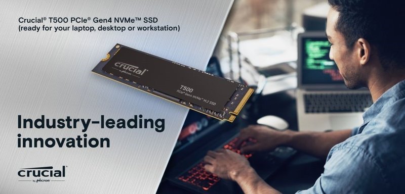 Crucial T500 1TB PCIe Gen4 NVMe M.2 SSD, CT1000T500SSD8