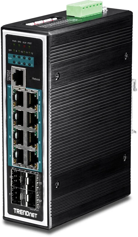 Switch Rail DIN Fast Ethernet PoE+ industriel à 5 ports - TRENDnet TI-PE50
