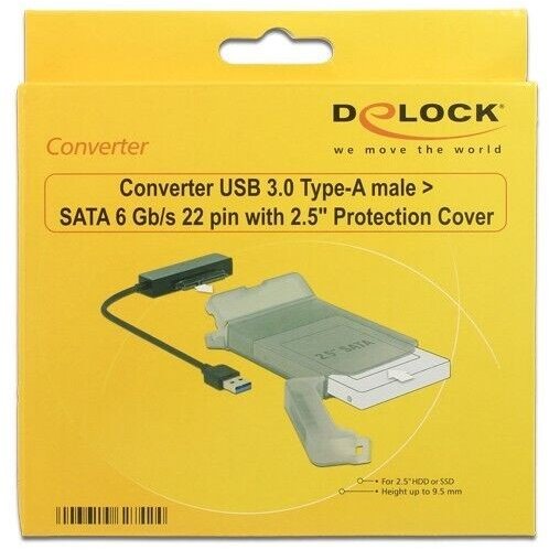Delock Vers SATA USB 3.0/USB 2.0 22 Épingler Adaptateur Noir