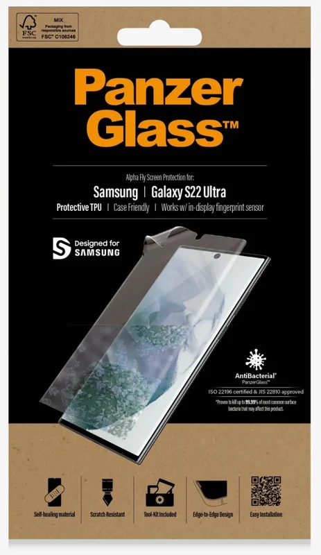 PanzerGlass - Screen Protector for Samsung Galaxy S22 Ultra, transparent
